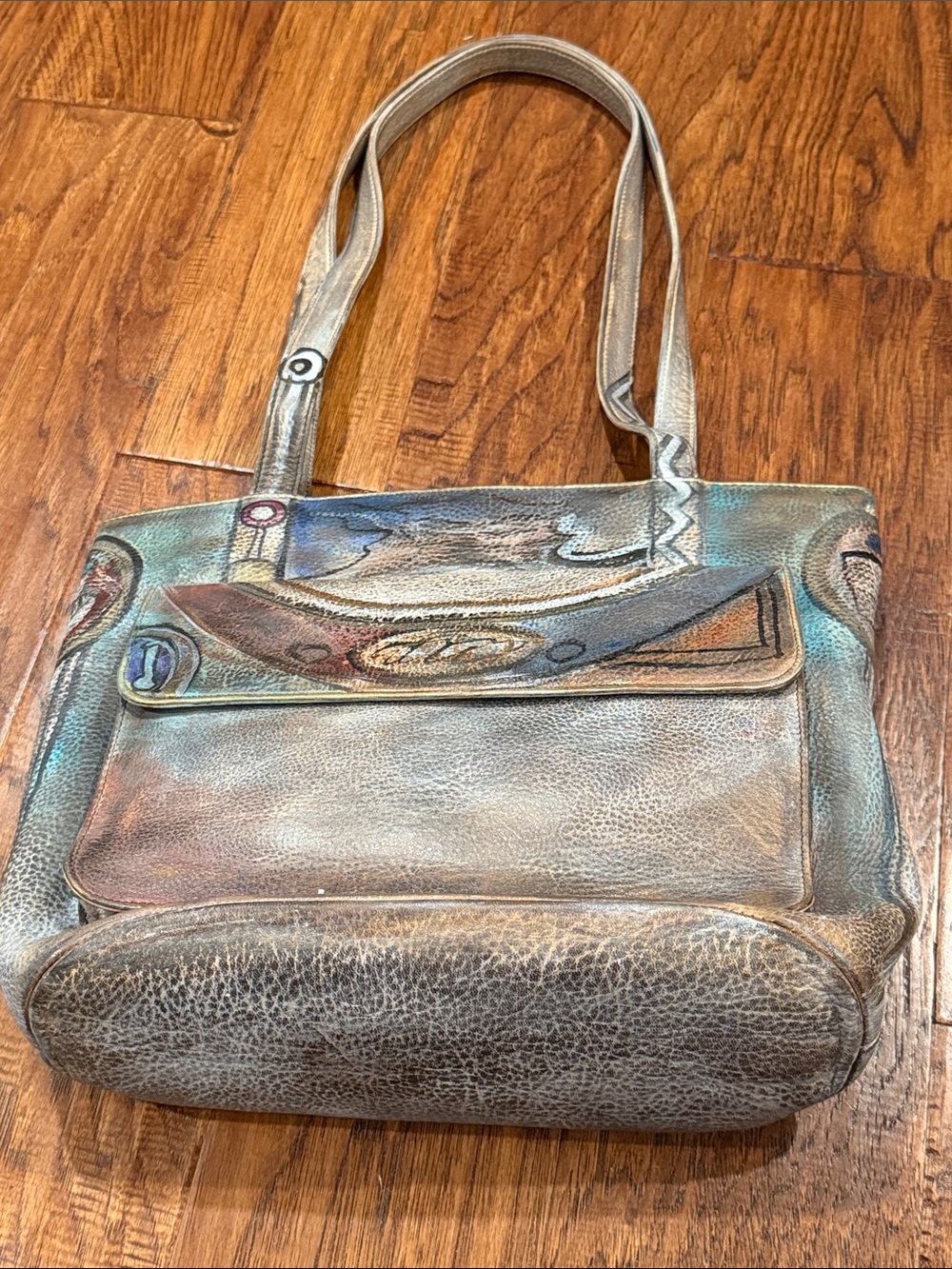 Jane Yoo Signed Metallic Multicolor Leather Shoulder Bag - Women